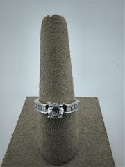 Lady's Diamond Engagement Ring 11 Diamonds 1.25 Carat T.W. 14K White Gold 3.89g